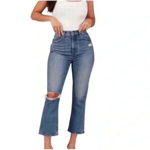 Abercrombie & Fitch Ultra High Rise Kick flare distressed jeans